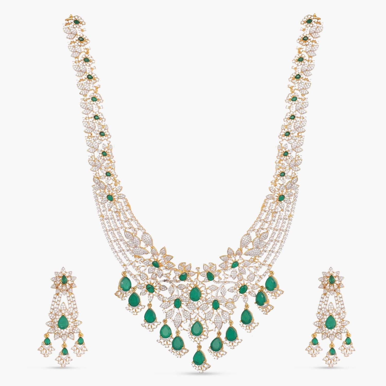 Necklaces Zircons Adorned Blossoms CZ Silver Necklace Set