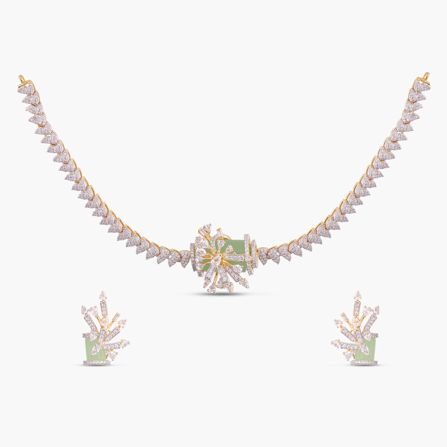 Necklace Begonia CZ Silver Necklace Set