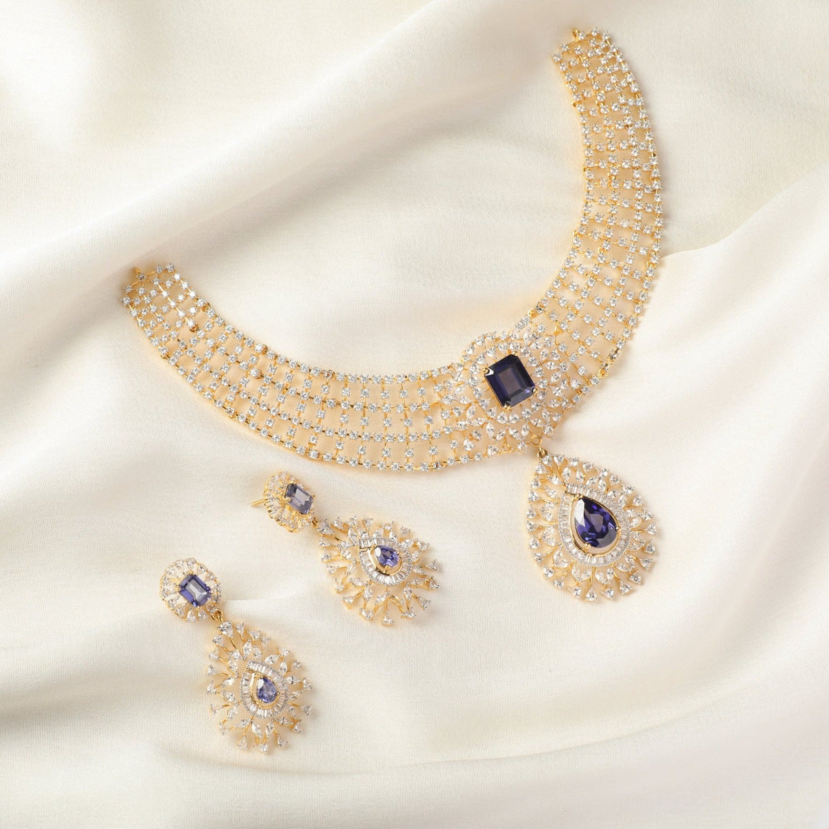Necklaces Star Shine CZ Silver Necklace Set