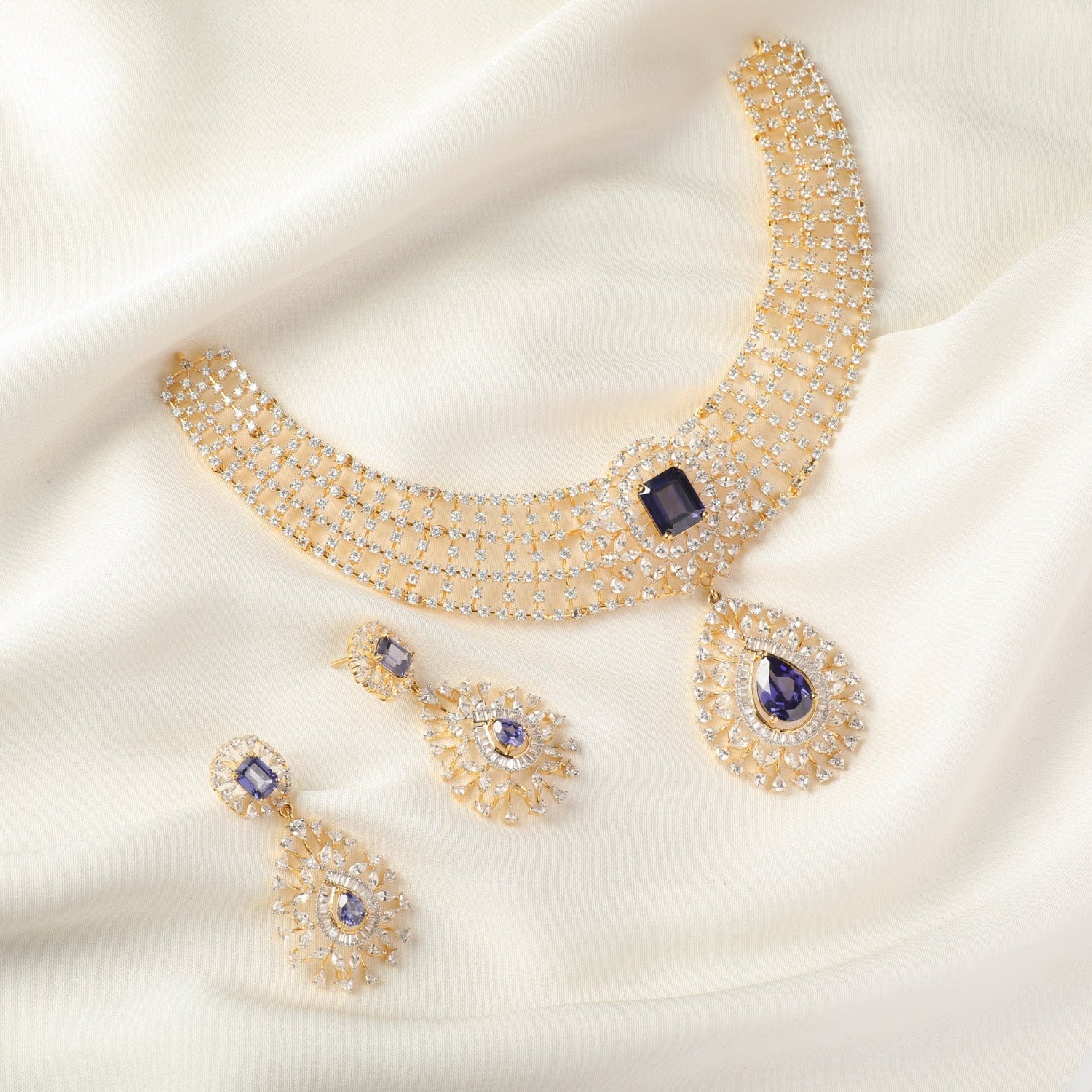 Necklaces Star Shine CZ Silver Necklace Set