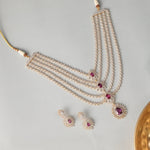 Necklaces Pink Serenity Multi-Layered Silver CZ Necklace Set