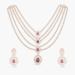 Necklaces Pink Serenity Multi-Layered Silver CZ Necklace Set