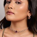 Choker Blue Azure CZ Silver Choker Set