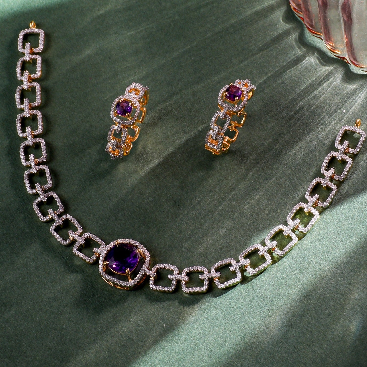 Choker Blue Azure CZ Silver Choker Set