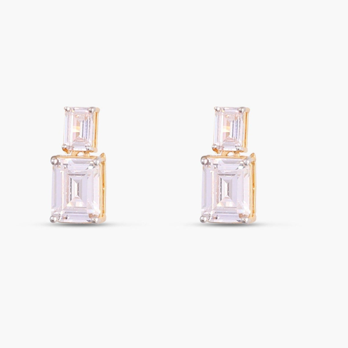 Necklace Cascading Emerald Cut CZ Silver Necklace Set