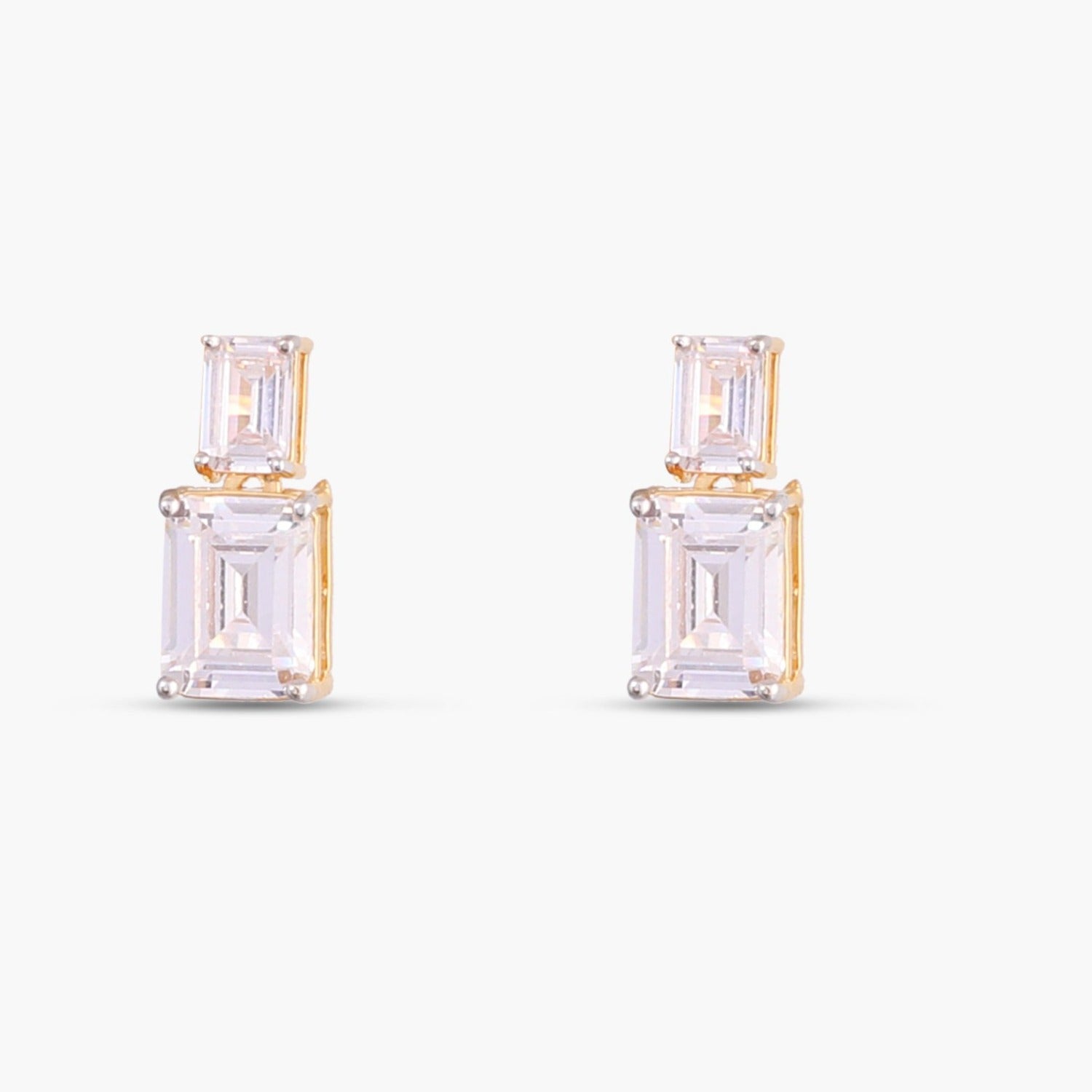 Necklace Cascading Emerald Cut CZ Silver Necklace Set