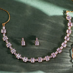 Necklace Cascading Emerald Cut CZ Silver Necklace Set
