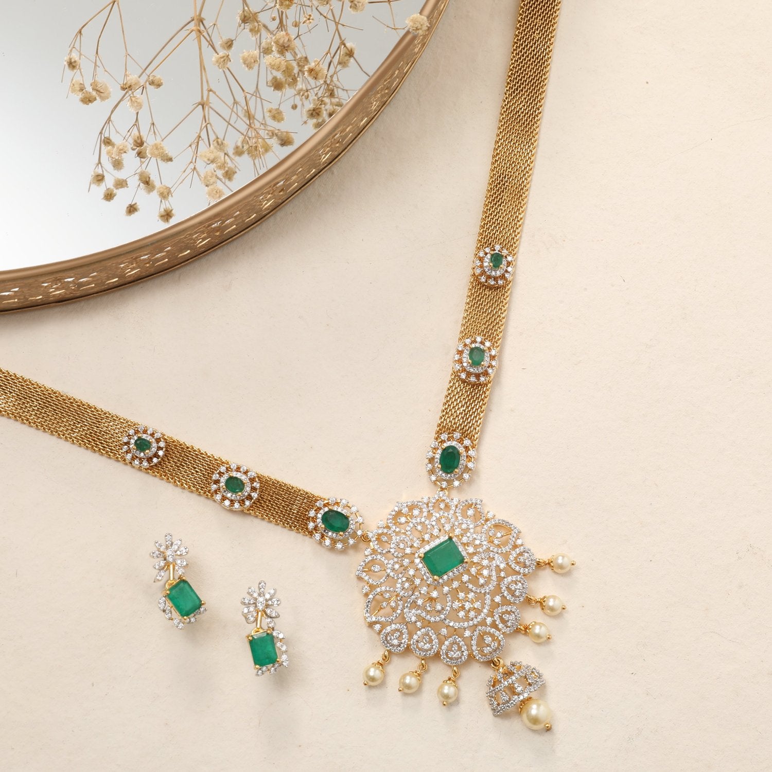 Necklace Aloka Silver CZ Necklace set