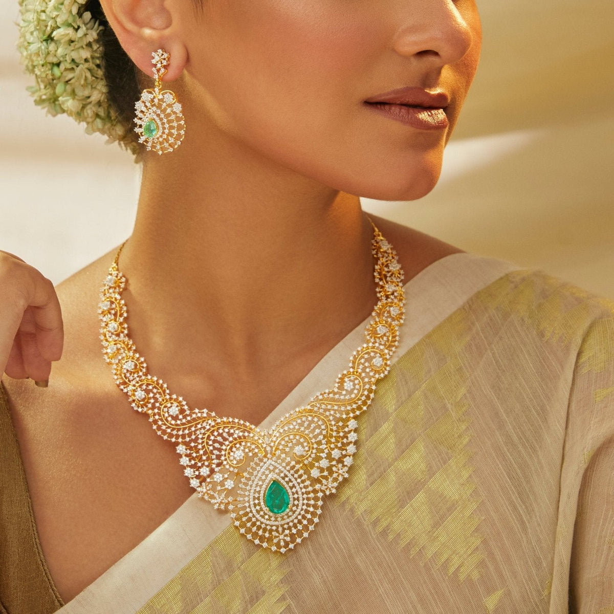 Necklaces Tara Silver CZ Necklace set