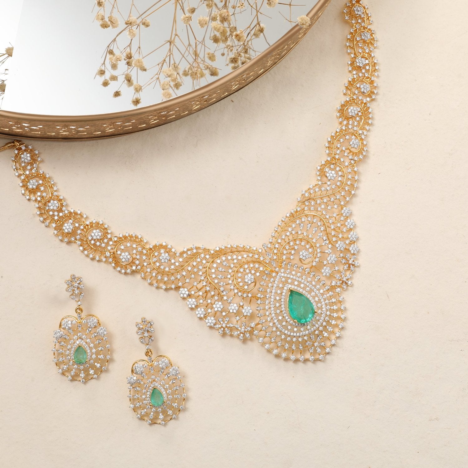 Necklaces Tara Silver CZ Necklace set