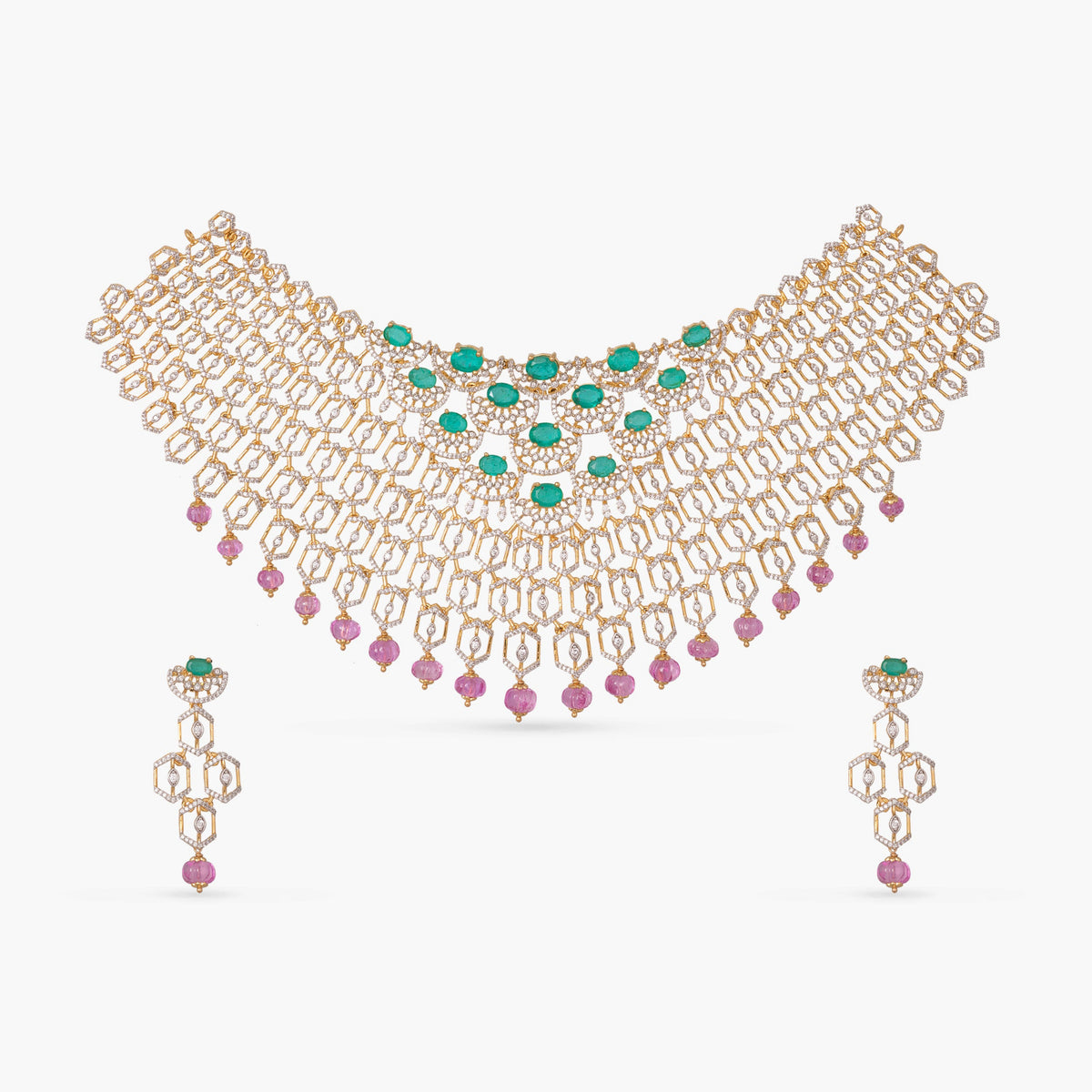 Prisha CZ Silver Choker Set