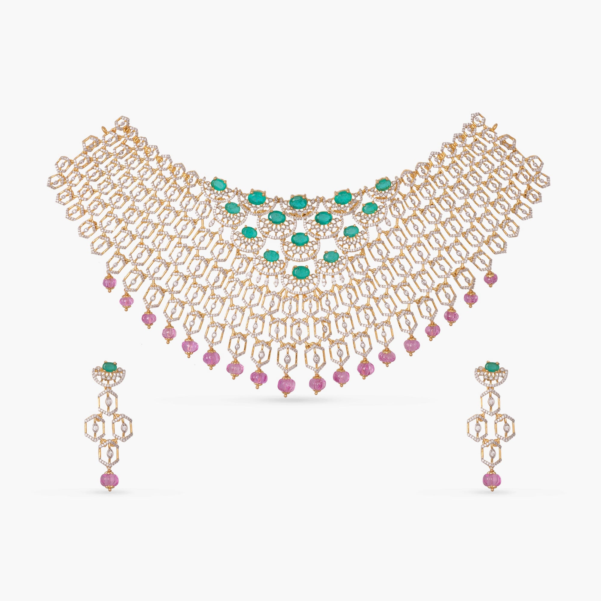Prisha CZ Silver Choker Set