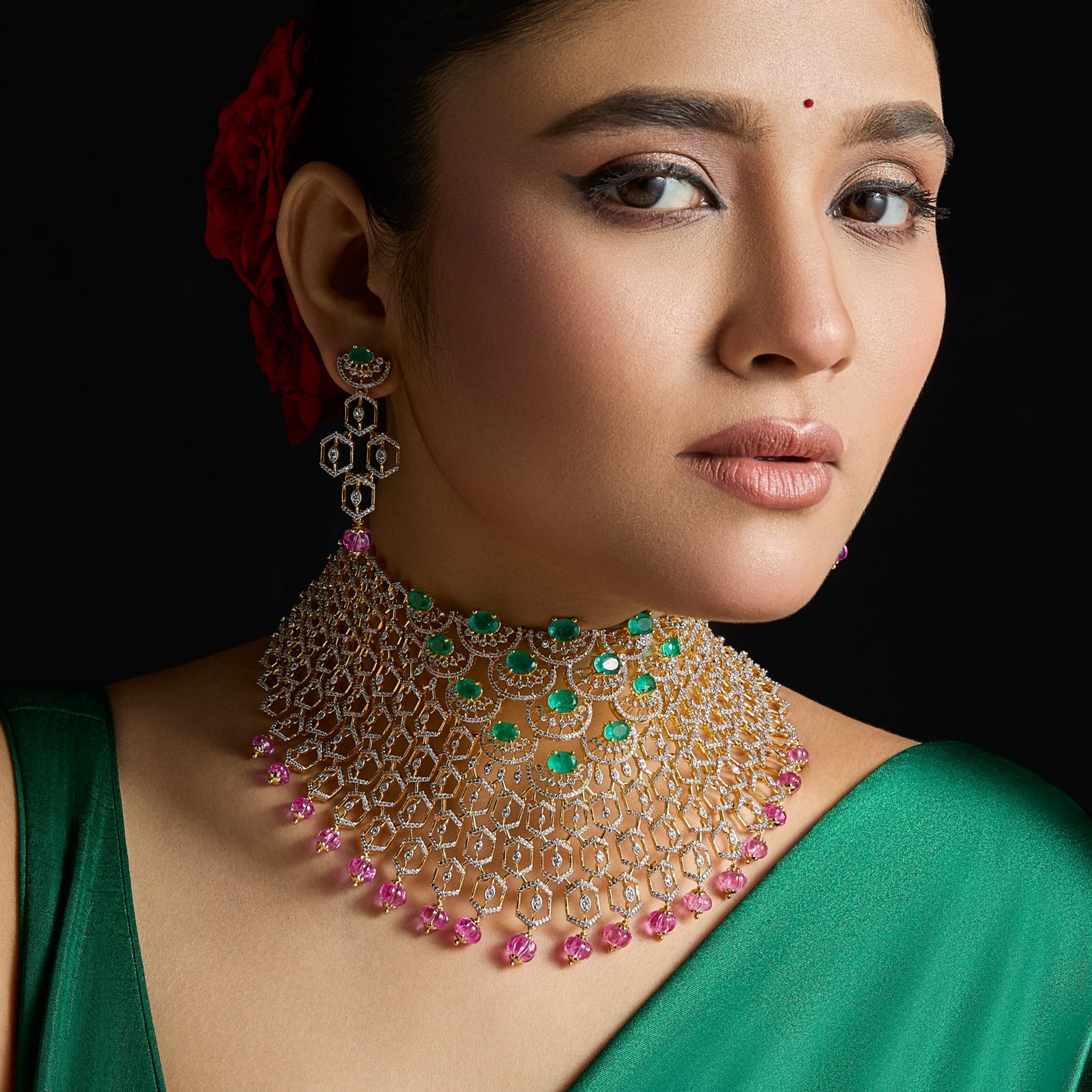 Prisha CZ Silver Choker Set