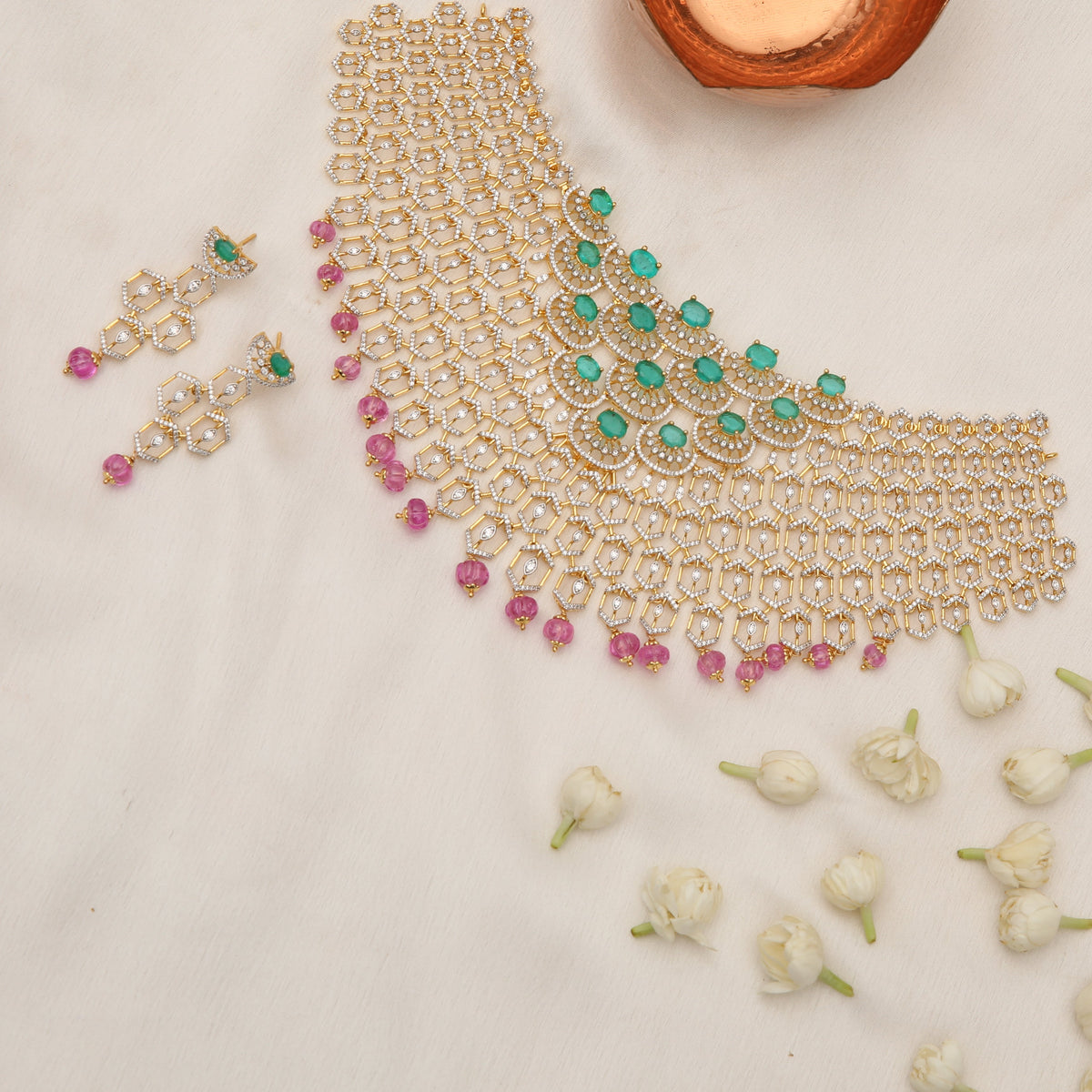 Choker Prisha CZ Silver Choker Set