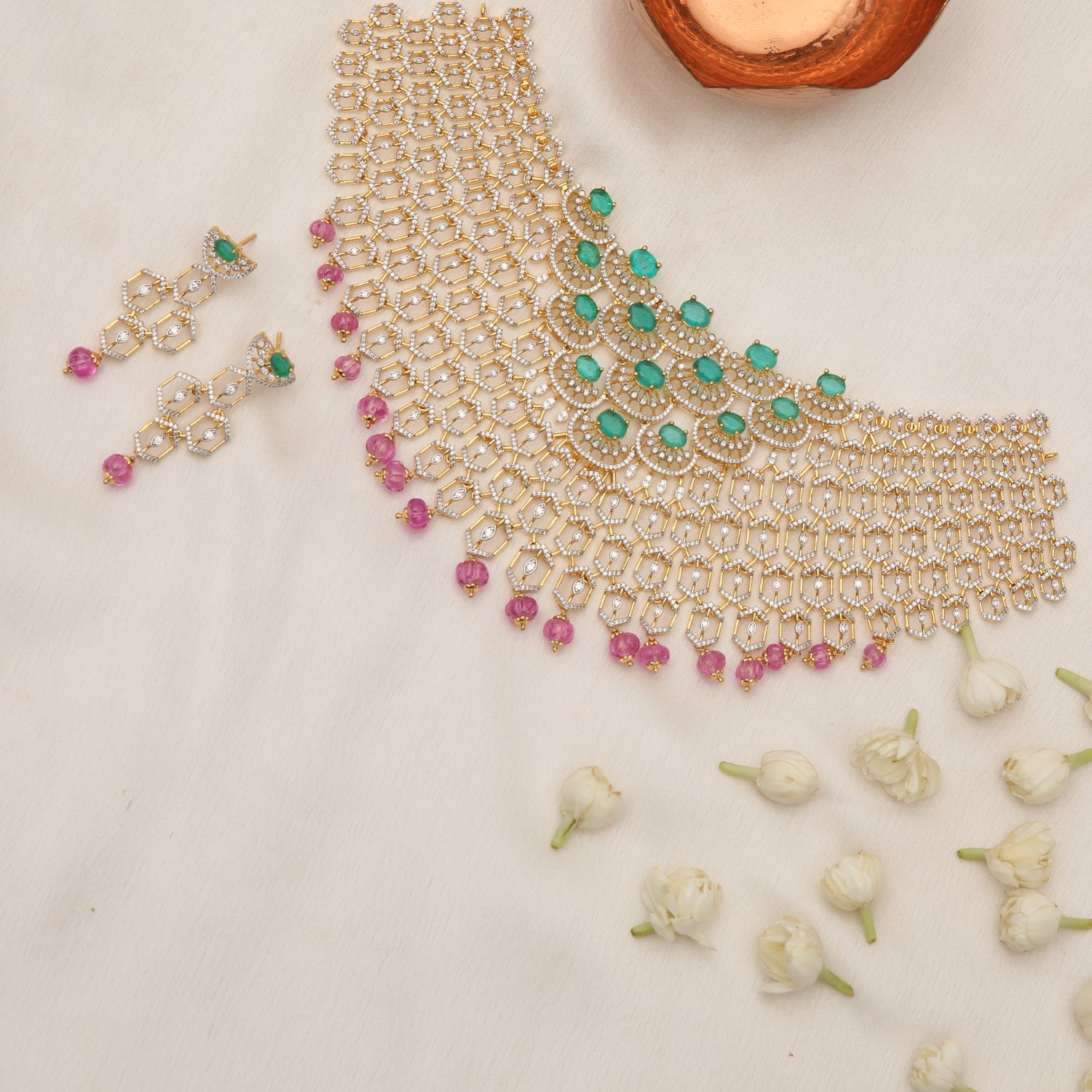 Choker Prisha CZ Silver Choker Set