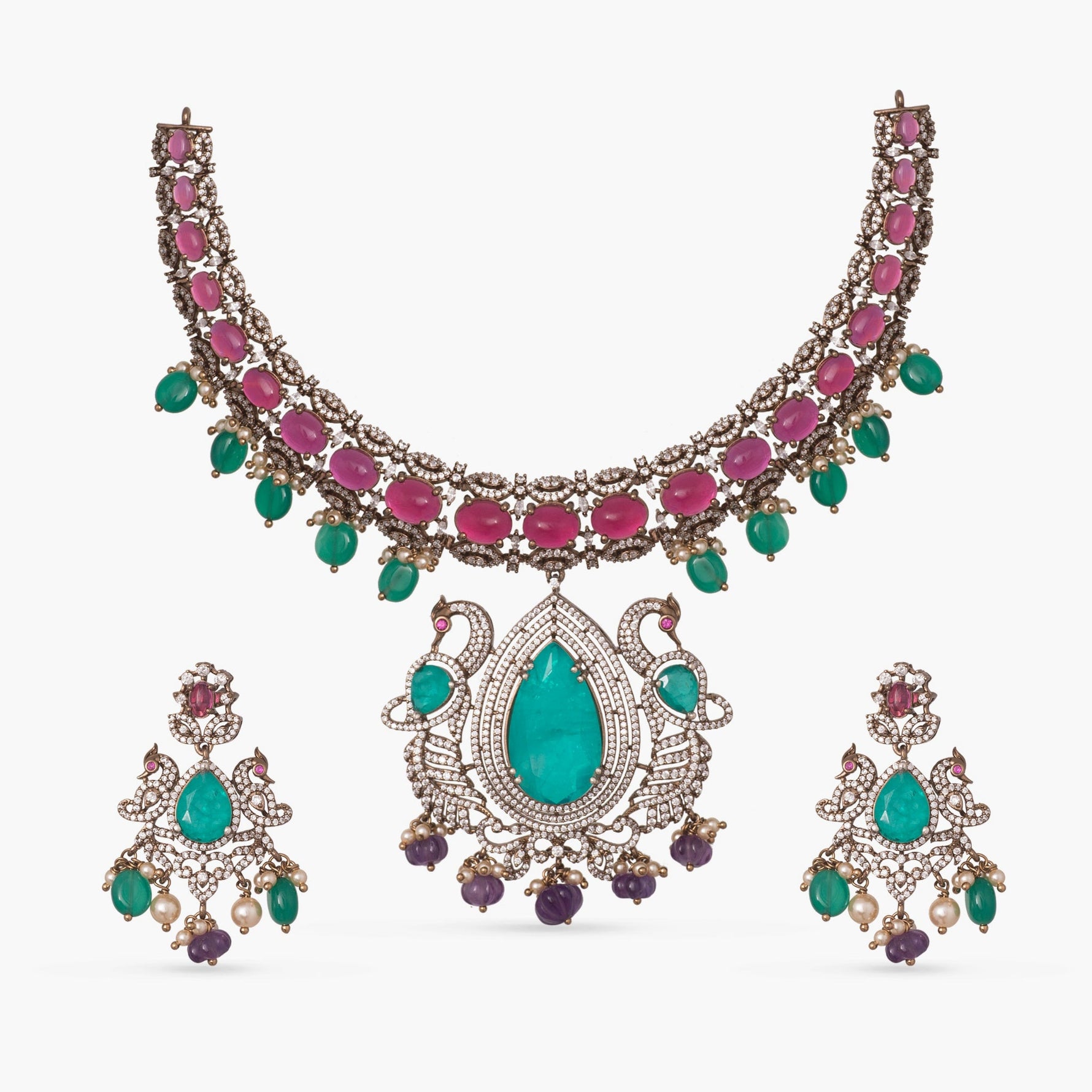 Necklace Vamika Moissanite Silver Necklace Set