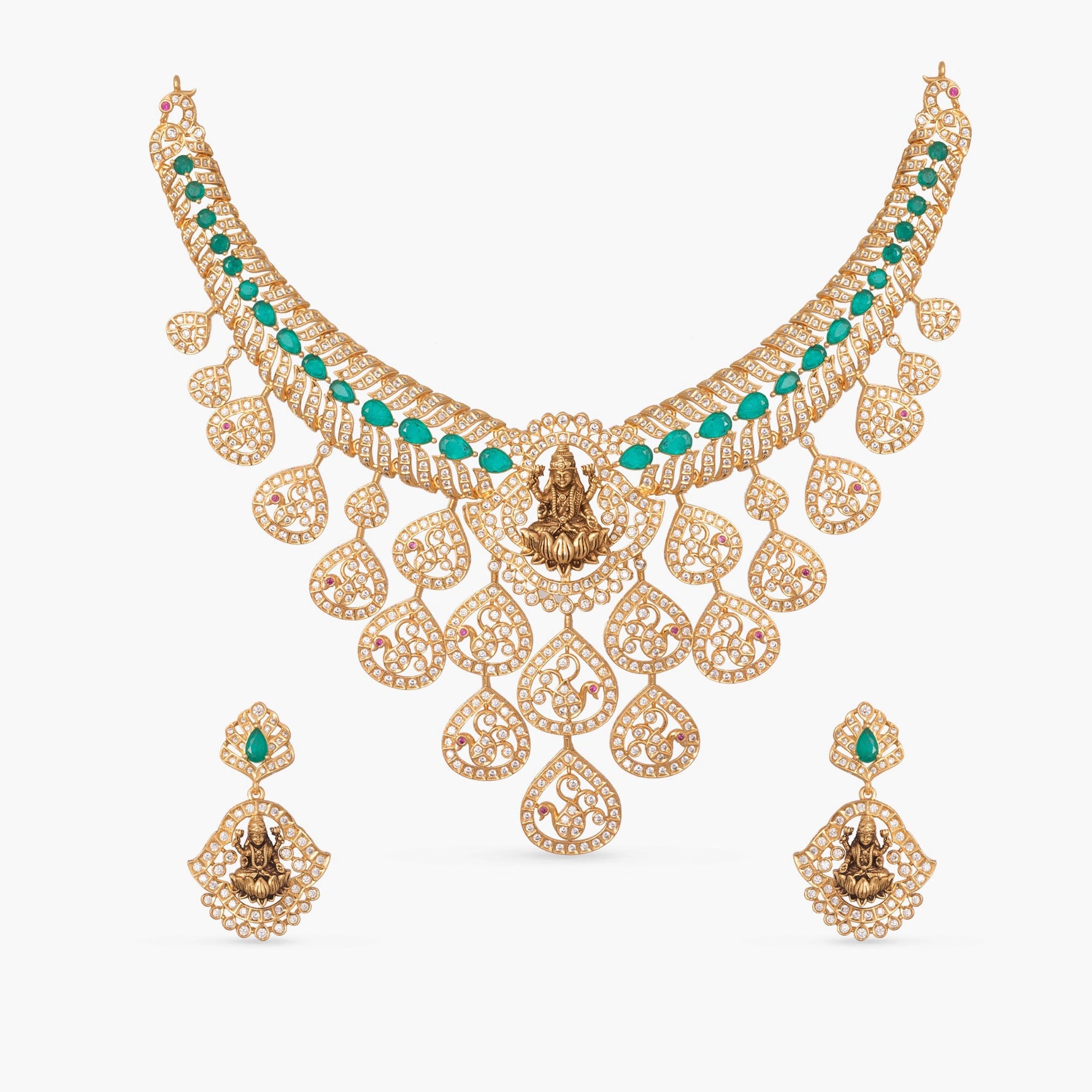 Necklace Lakshmi Cascade CZ Silver Necklace Set