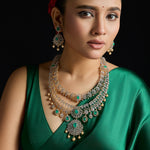Necklace Rhea Double Layered CZ Silver Necklace Set