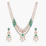 Necklace Pushpa Floral Layered CZ Silver Necklace Set