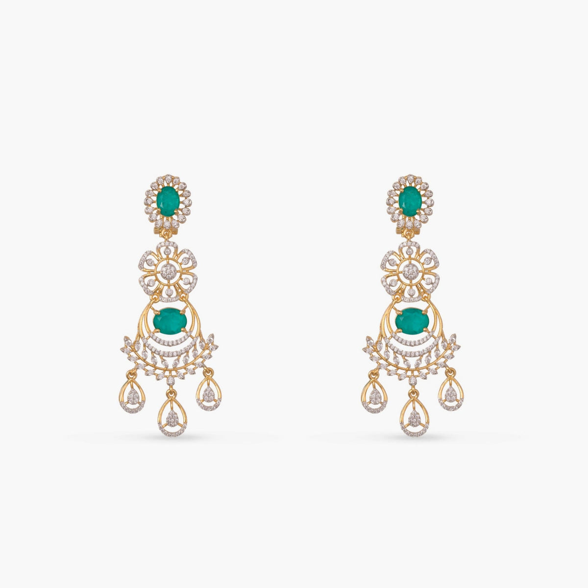 Necklace Pushpa Floral Layered CZ Silver Necklace Set
