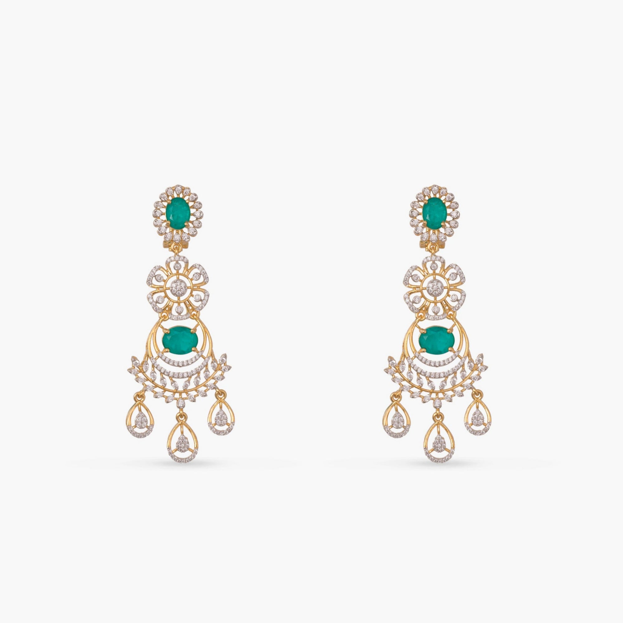 Pushpa Floral Layered CZ Silver Necklace Set