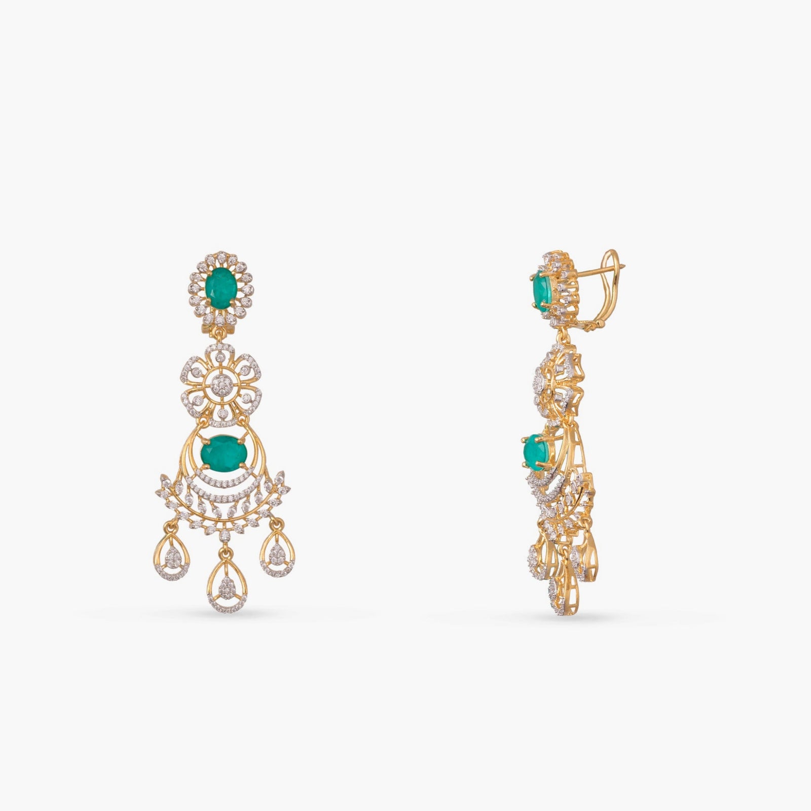 Pushpa Floral Layered CZ Silver Necklace Set