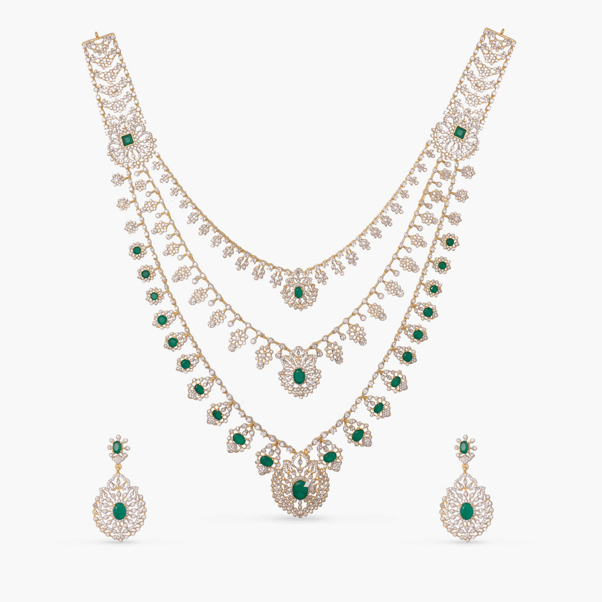  Aarika Layered CZ Silver Necklace Set