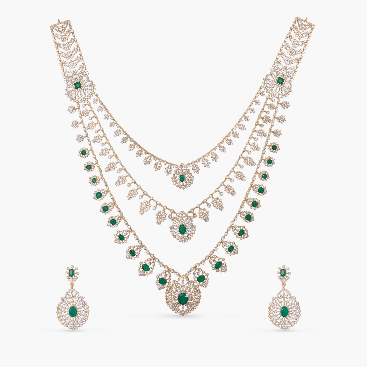 Necklace Aarika Layered CZ Silver Necklace Set