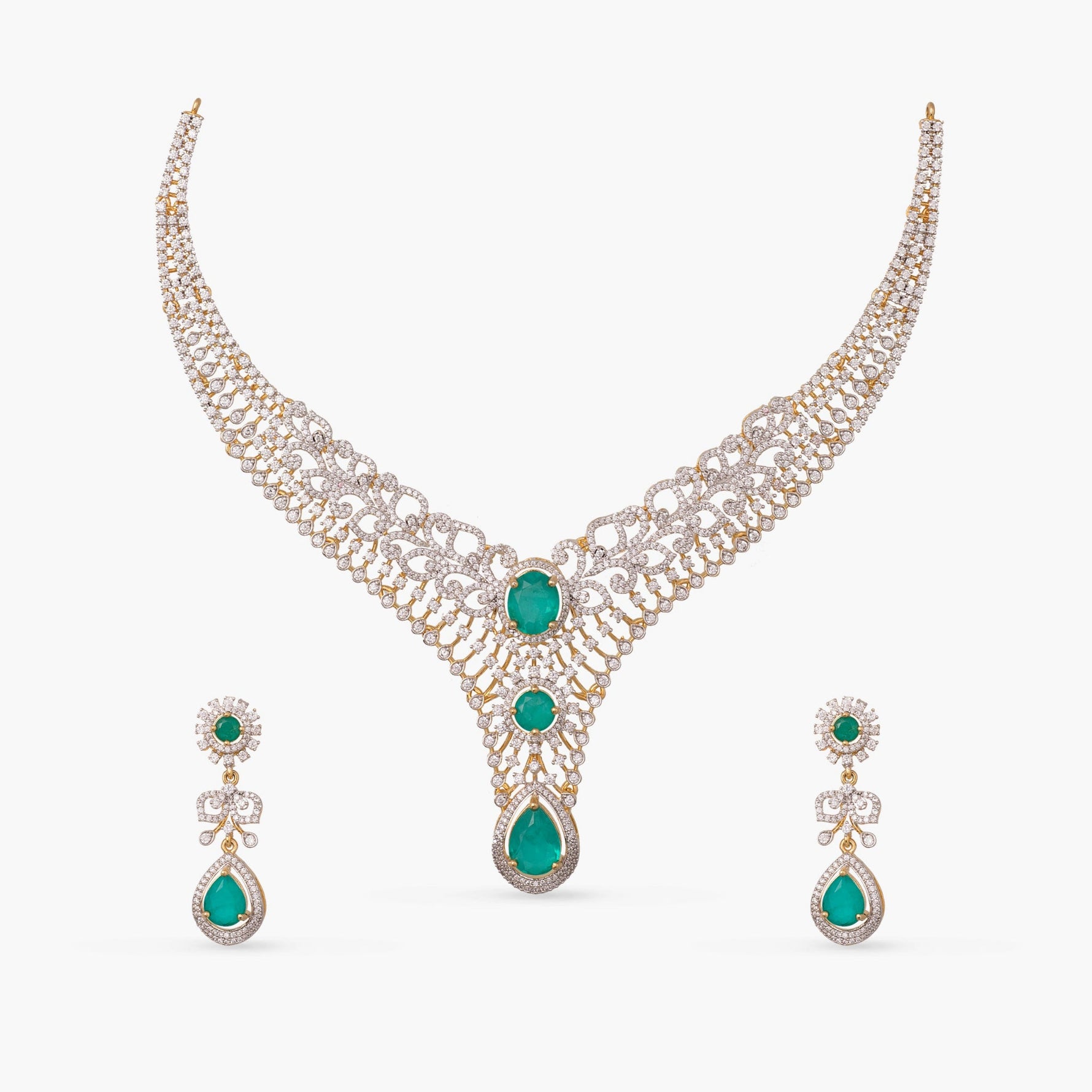 Necklace Navya CZ Silver Necklace Set