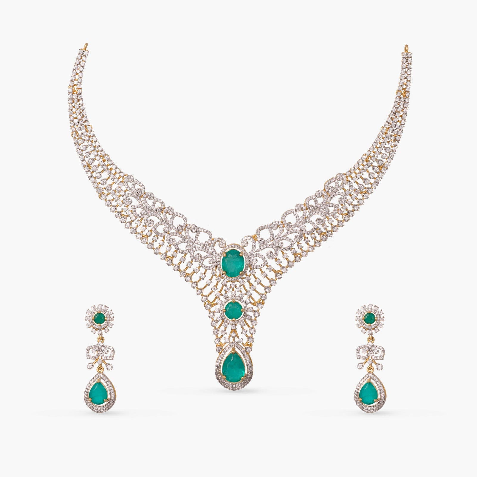 Navya CZ Silver Necklace Set