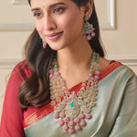 Sitara CZ Layered Silver Necklace Set