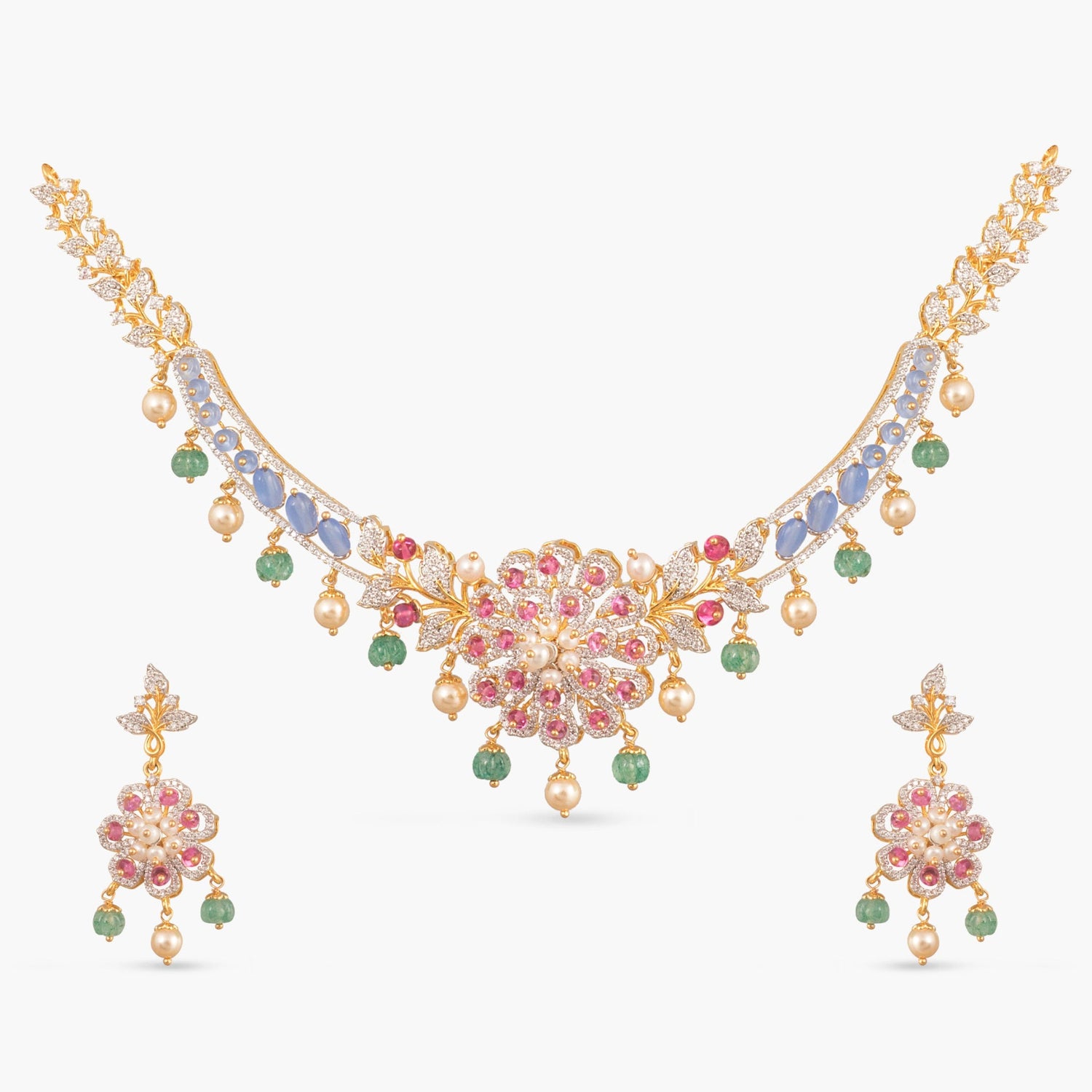 Ria CZ Silver Necklace Set
