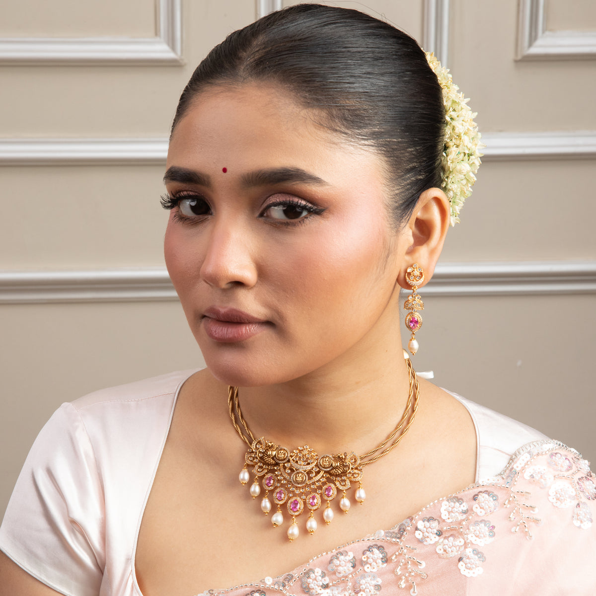 Evara CZ Silver Necklace Set