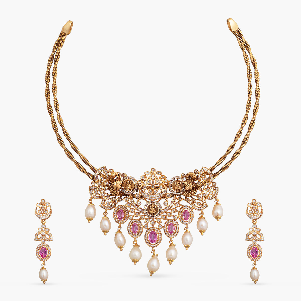 Evara CZ Silver Necklace Set