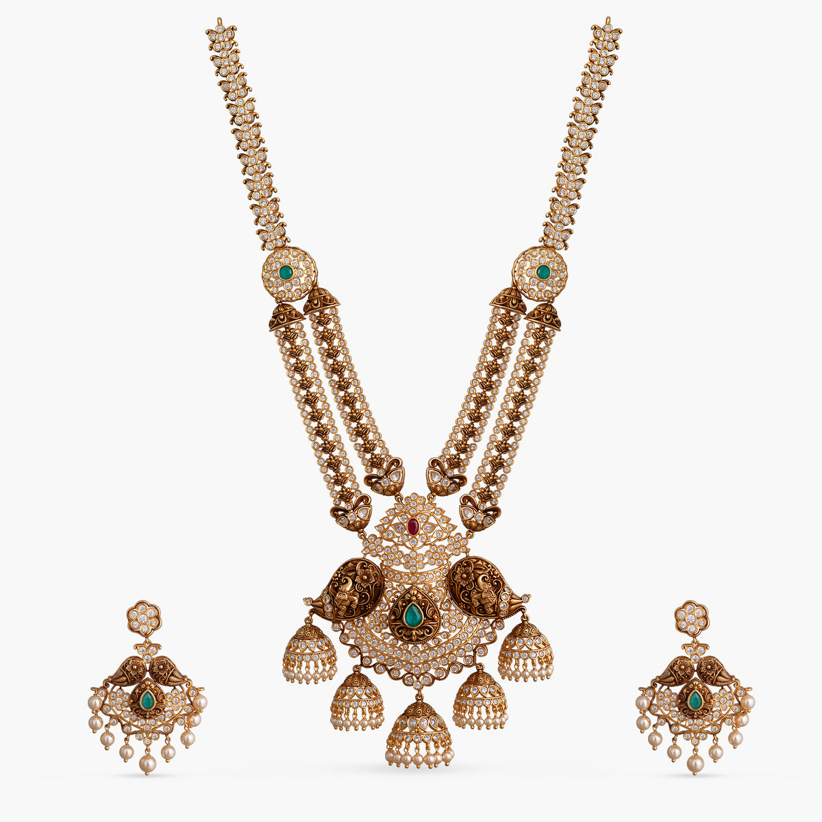 Aishani Silver Temple Necklace Set