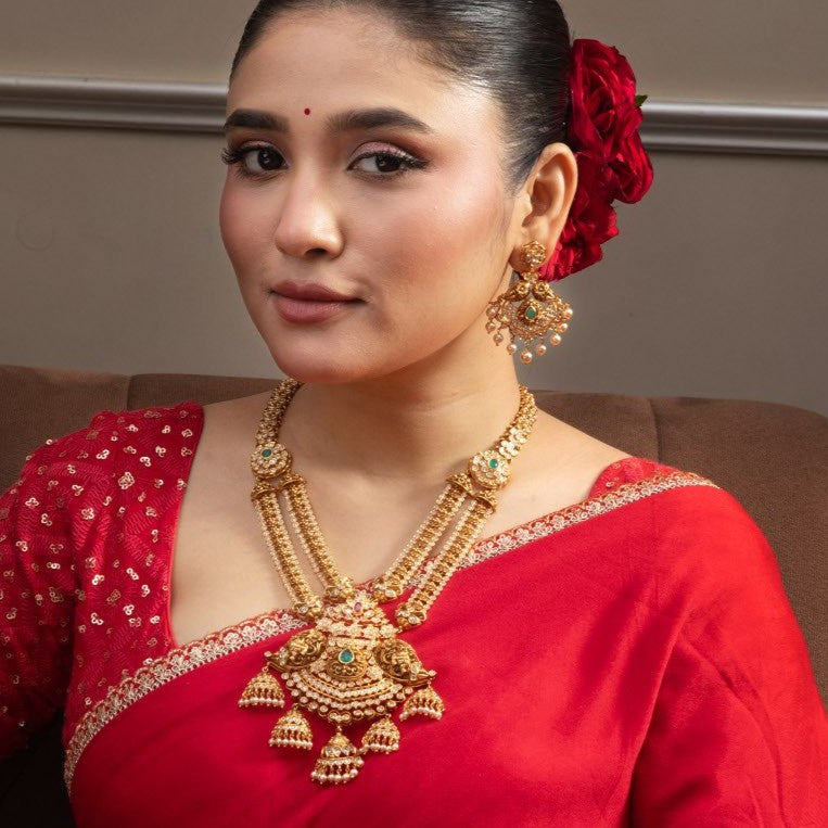 Aishani Silver Temple Necklace Set