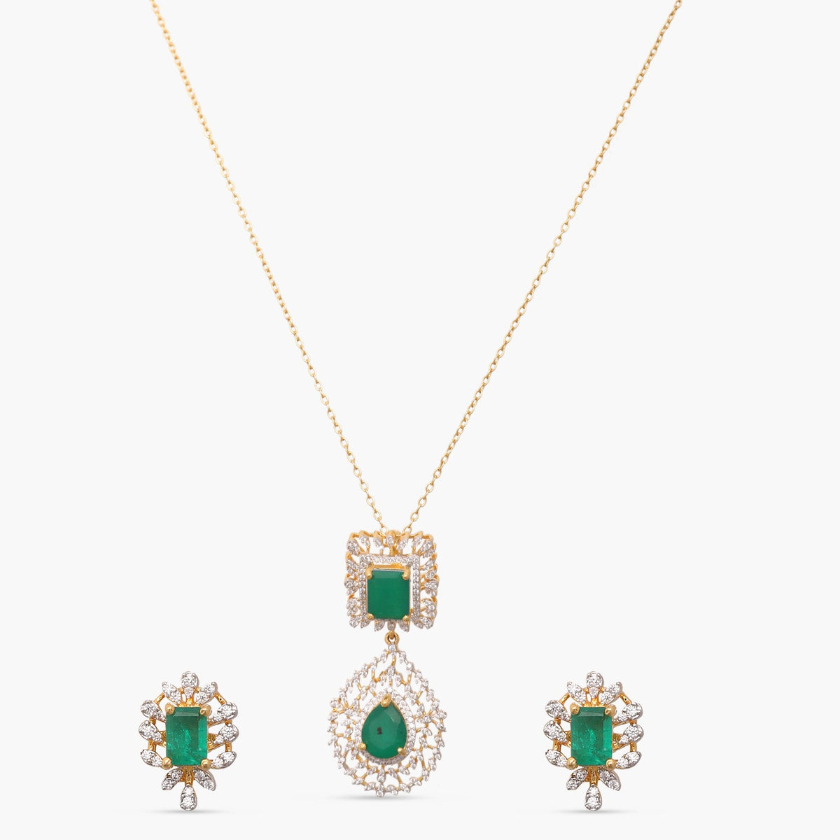 Verda CZ Silver Pendant Set