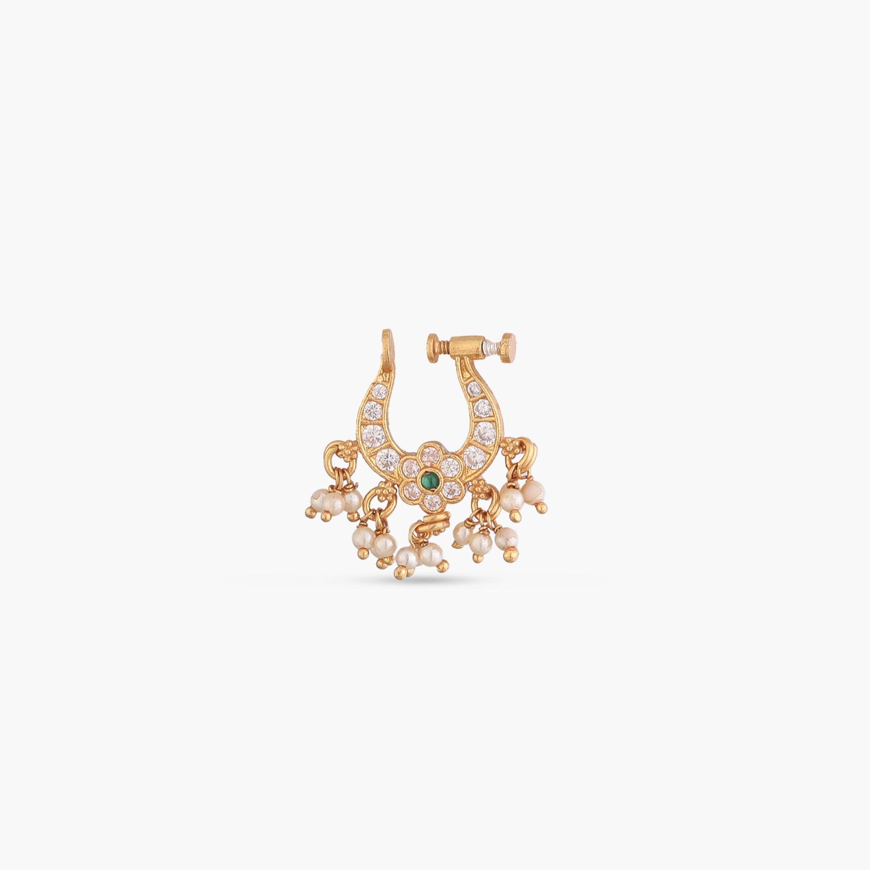 Akanksha Jadau Silver Nose Ring