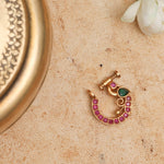 Manvitha Kempu Jadau Silver Nose Ring