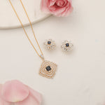 Pendants Sapphire Bloom CZ Silver Pendant Set
