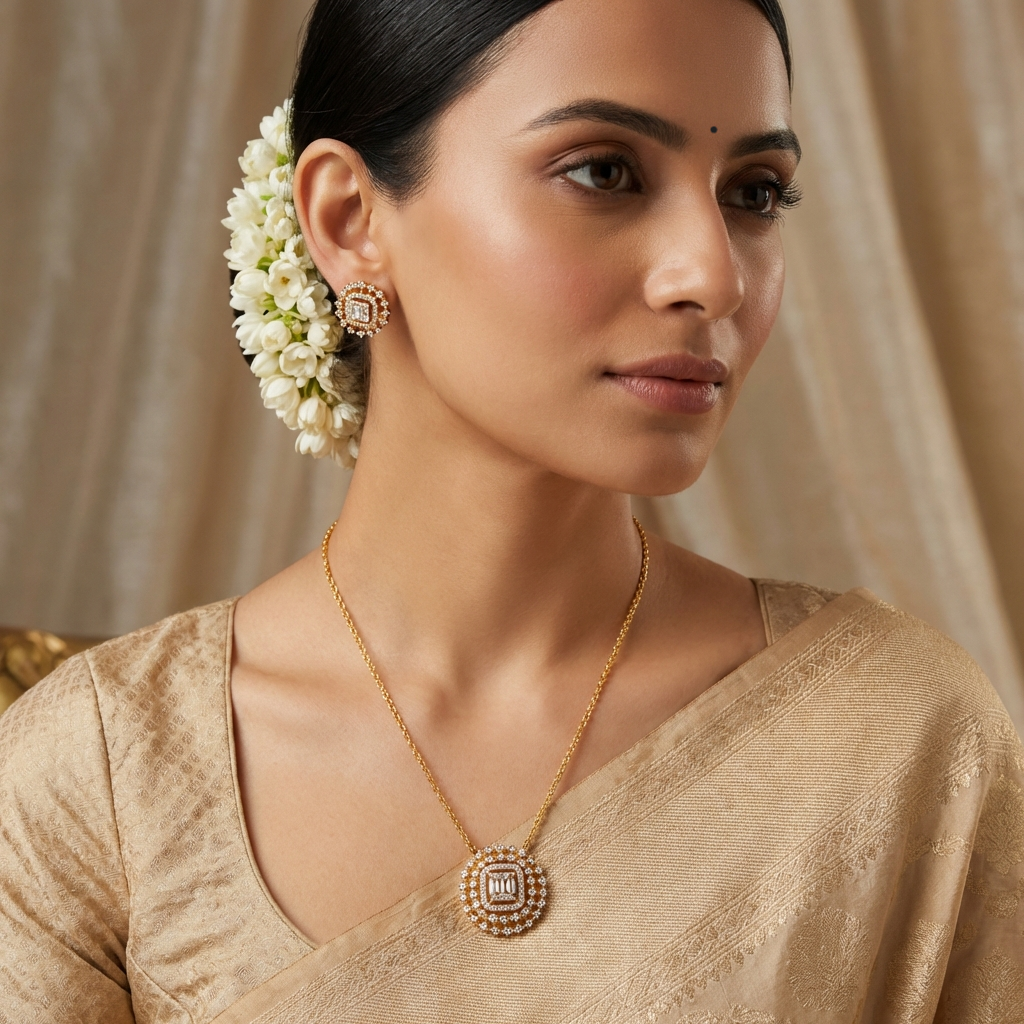 Pendants Halo Shine CZ Silver Pendant Set