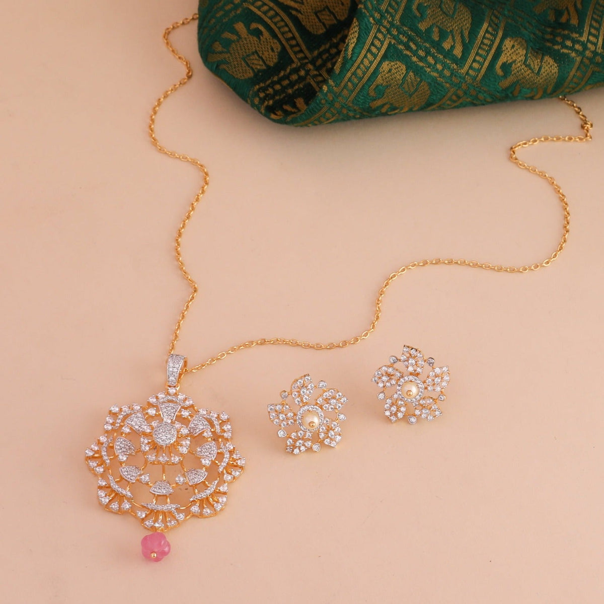Pendants Floral Fiesta CZ Silver Pendant Set