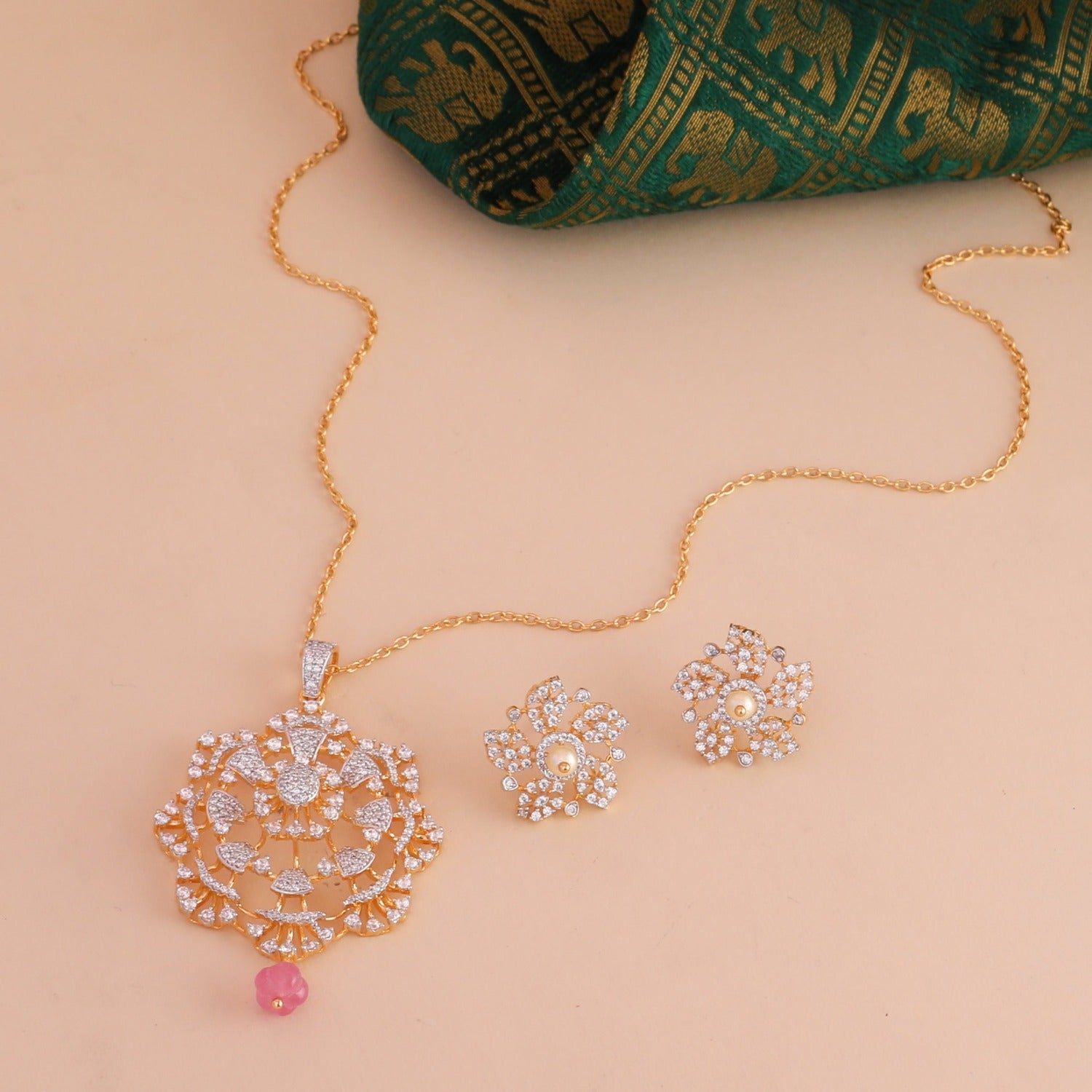Pendants Floral Fiesta CZ Silver Pendant Set