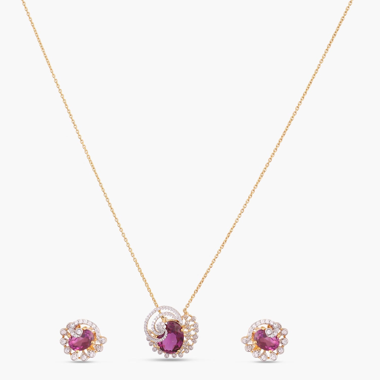 Ruby Rose CZ Silver Pendant Set