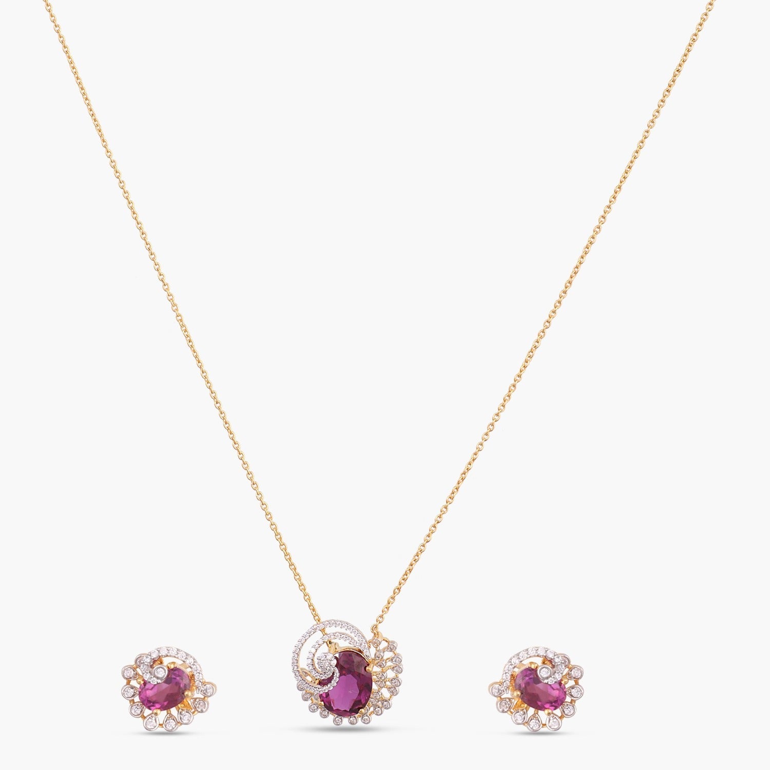 Pendants Ruby Rose CZ Silver Pendant Set