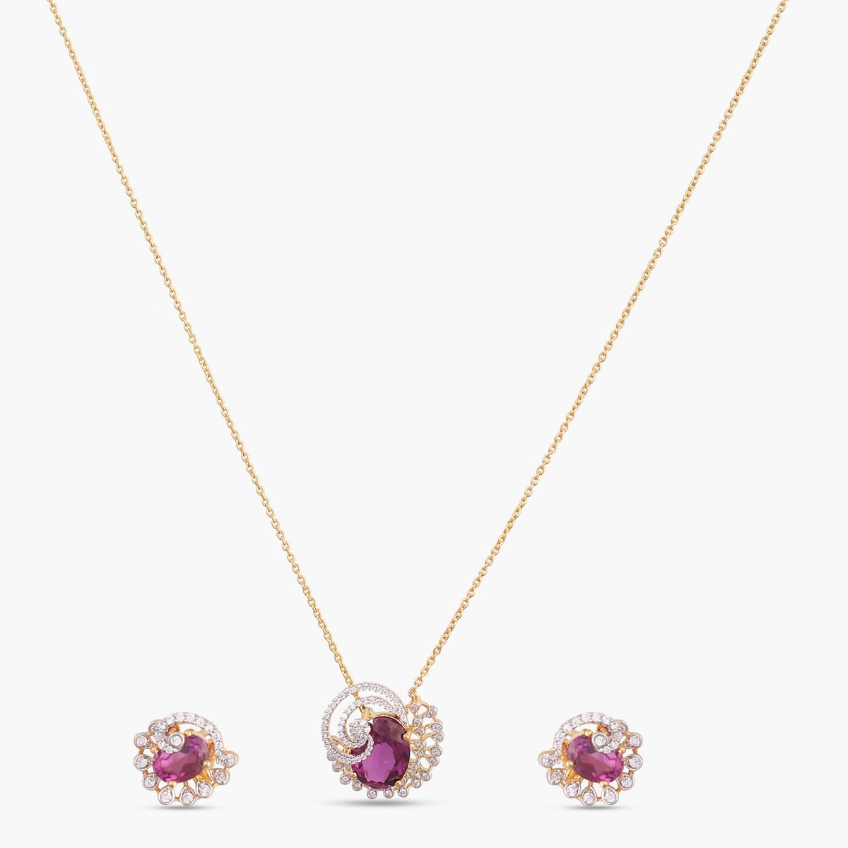Pendants Ruby Rose CZ Silver Pendant Set
