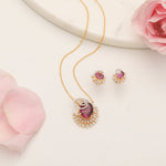 Pendants Ruby Rose CZ Silver Pendant Set