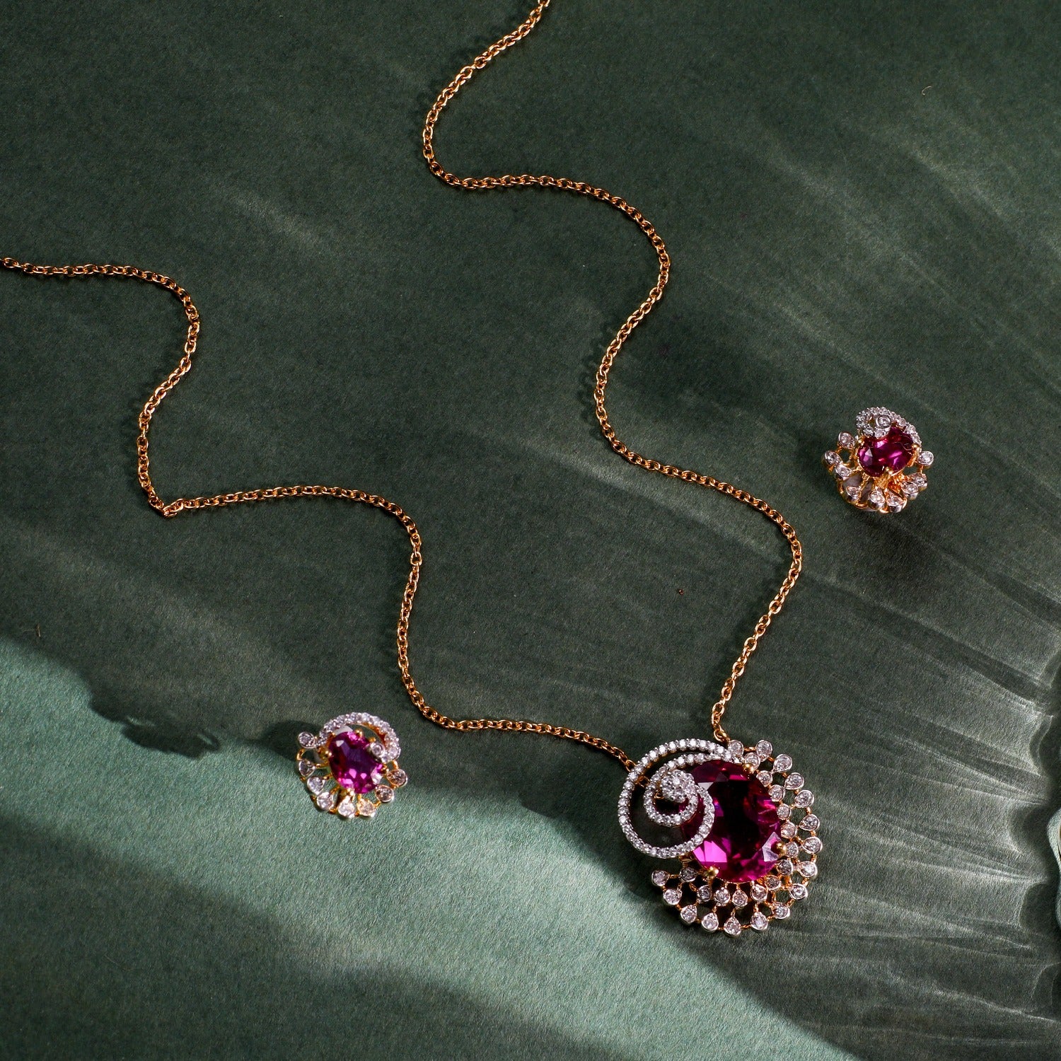 Tanishq ruby pendant set sales