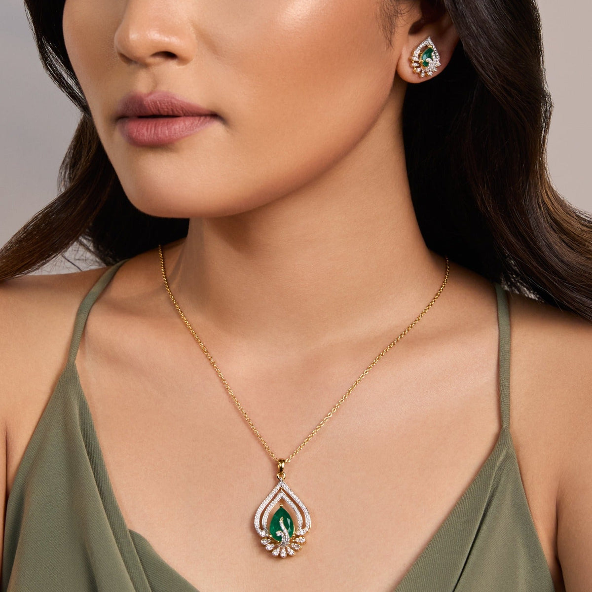 Pendants Elysian Elegance CZ Silver Pendant Set
