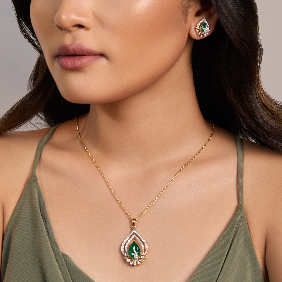 Elysian Elegance CZ Silver Pendant Set